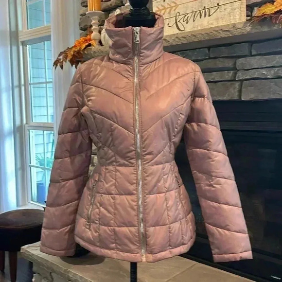 Kenneth Cole NY Puffer jacket/coat,silver zip pockets,lightweight packable,warm, - Picture 1 of 16